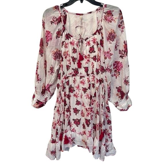 Free People | Pink Camella Mini Floral Cottagecore Prairie Boho Dress M - Picture 5 of 12